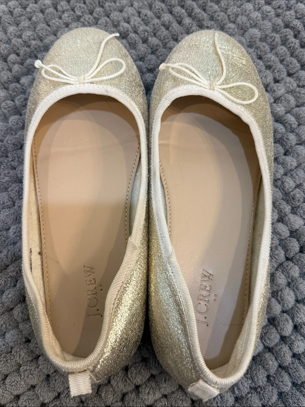 J. Crew Metallic Gold Glitter Ballet Flats